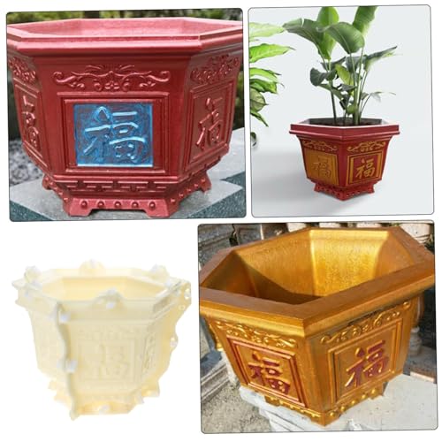 Moule hexagonal pour pots de fleurs en béton et ciment DIY - 4