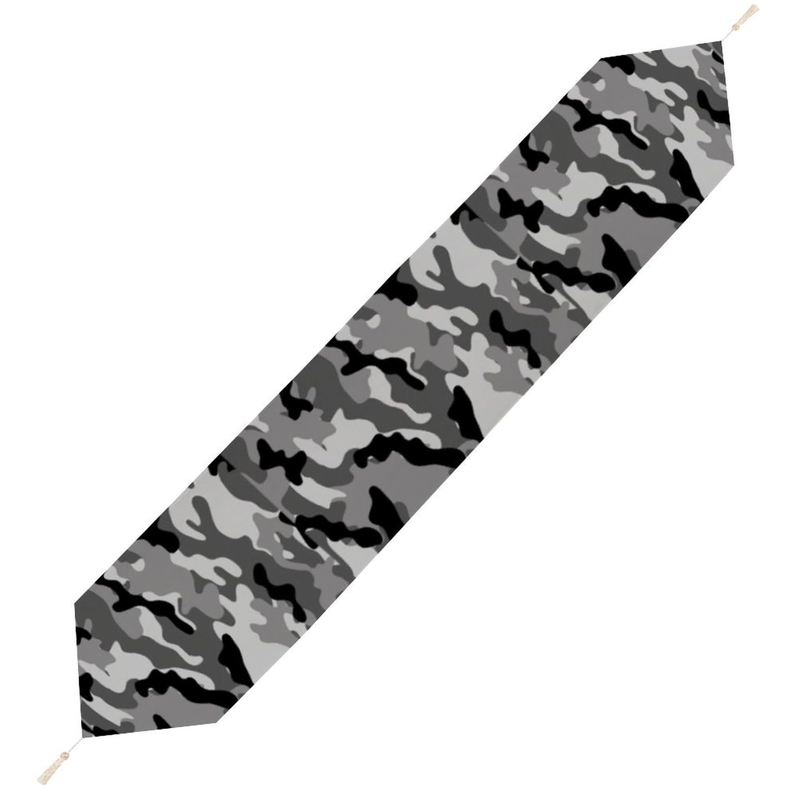 JZemdybill 178*33cm Table Runner with Tassel, Grey Camouflage Table Runner, Table Decoration for Kitchen, Party, Restaurant