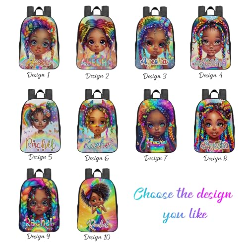 Artsadd Personalized African Girl School Backpack,Name Custom Daypack Bookbag Back to School Gift Outdoor Handbag Shoulder Travel Bags2