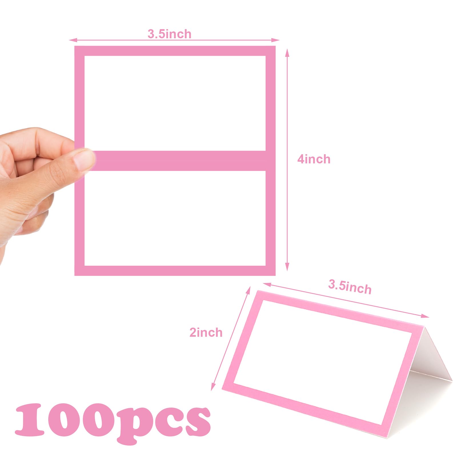 Whaline Tischkarten, 8,9 x 5,1 cm, weiß, blanko, Zeltkarten, Hochzeits-Sitzkarten für Partys, Tischdekoration, 100 Stück