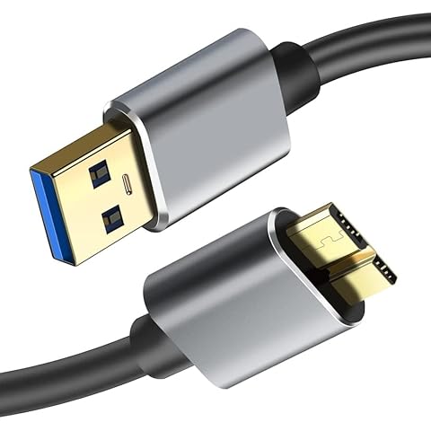Micro USB 3.0 Cable,USB 3.0 A to Micro B Super Speed Data Sync Cord For Toshiba Canvio,WD External Hard Drive,Samsung Galaxy S5,Note 3 and More Micro-B port Device (1.5) Cover