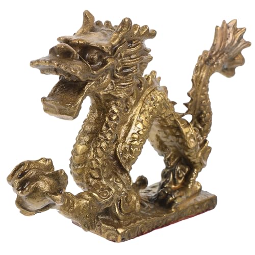 Dragon en laiton et statuette chinoise feng shui pour décorer le bureau