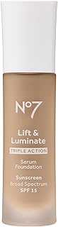 No7 Lift & Luminate Triple Action Serum Foundation - Warm Beige - Medium-Buildable Coverage Foundation with Light Reflecting Particle & SPF 15 for Firmer, More Even Looking Skin (30ml)
