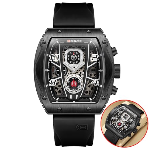 Montre chronographe pour homme sport militaire à quartz noir