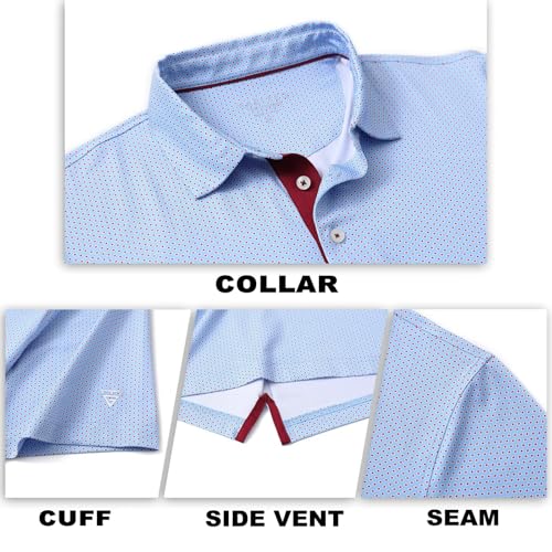 Image of M MAELREG Mens Golf Shirt Short Sleeve Dry Fit Print Moisture Wicking Performance Patterns Collared Polo Shirt