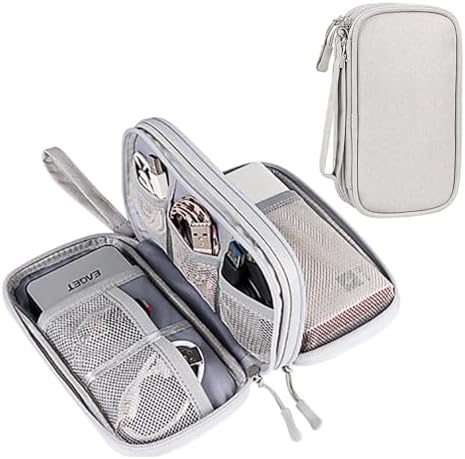 ZIHU Electronics Organizer Travel Accessories Storage Bag, Cable Organizer Bag Portable for Cables Charger Adapter Hard Drives SD Cards, Grey