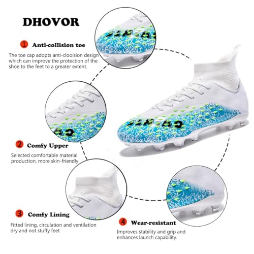 DHOVOR Boys Football Cleats High-Tops Football Shoes for Kids Soccer Cleats Professional Athletic Training Soccer Shoes2