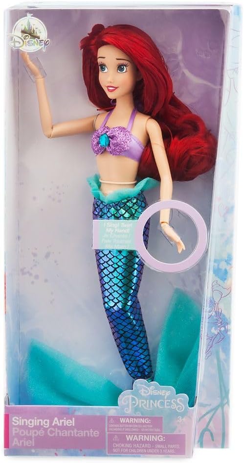 Disney Store Singing Ariel Doll - Disney Princess Toys, Mermaid Toys with Shimmering Costume, Organza Tail, Poseable, Glitter Details, Styled Hair - Inspired by The Little Mermaid (1989)