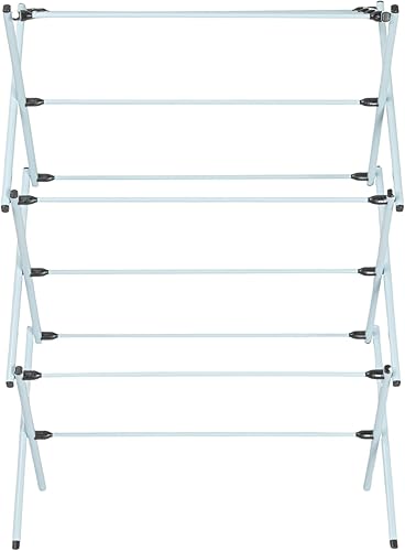 Miniatura 7 de Household Essentials Tendedero plegable con marco de acero fuerte y 11 tacos recubiertos, color blanco