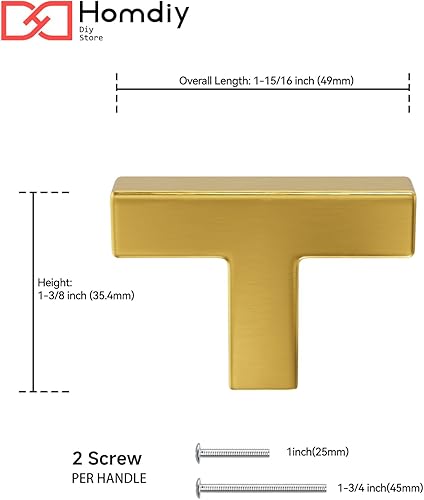 Miniatura 10 de Homdiy Paquete de 30 tiradores de bronce cepillado dorado de 3-12 pulgada, cuadrados, herrajes para gabinete de cocina, armarios 3-12 pulgadas entre