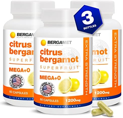 Bergamot Citrus Supplement with 1200mg per Serving and 80% Polyphenols - 180 Capsules - Made in The USA