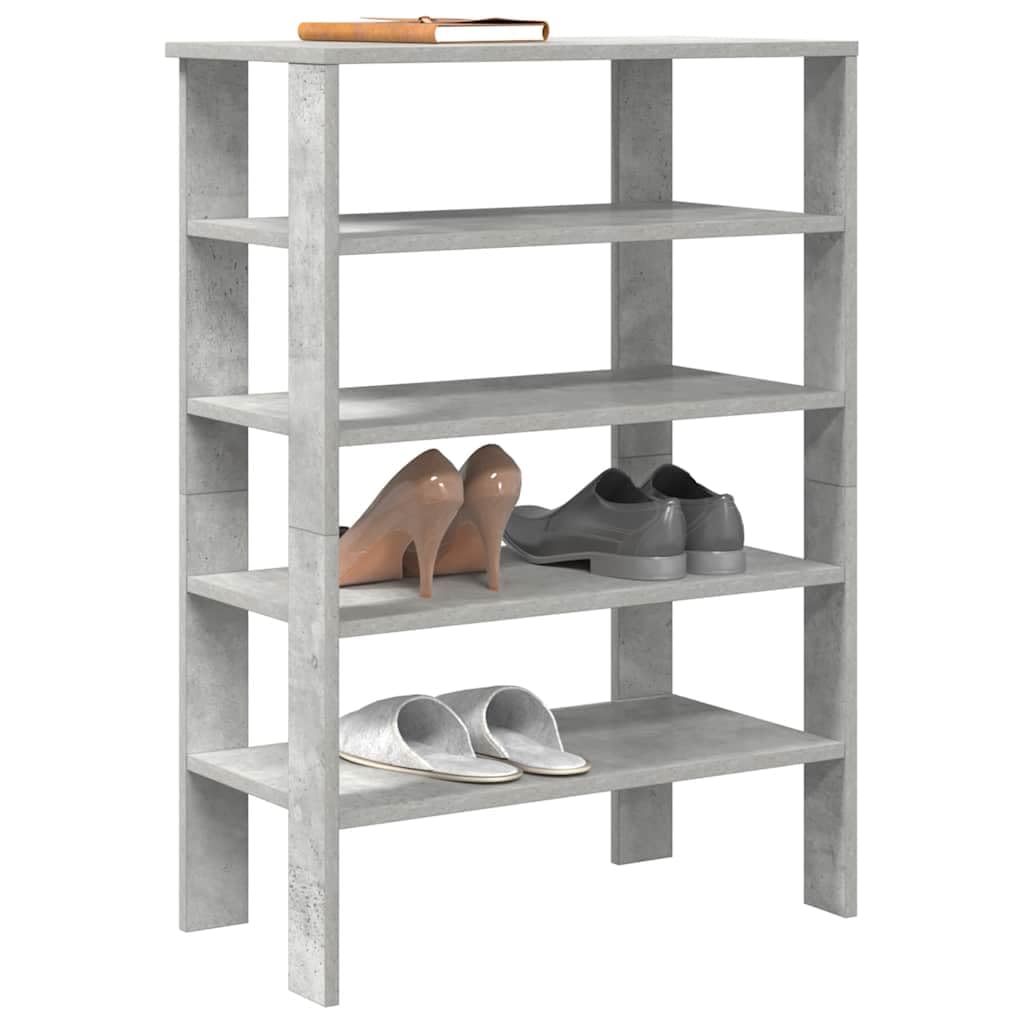 Stojak na buty szary beton 61 x 32 x 87,5 cm, płyta wiórowa | Oszczędność miejsca, duże półki, górne piętro, mocowanie ścienne, 60 kg