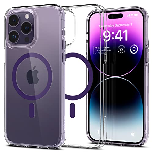Image of Spigen Ultra Hybrid MagFit Back Cover Case for iPhone 14 Pro, MagSafe Compatible, Air Cushion Technology - Polycarbonate + TPU | Deep Purple