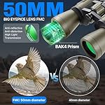 20x50 Binoculars for Adults with Smartphone Adapter - High Powered Binoculars for Bird Watching Hunting Hiking Concert Travel Theater with BAK4 Prism FMC Lens, Mud - Image 2