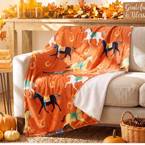 Tingjoo Manta de Franela Otoñal, 50 x 60 Pulgadas, Suave Manta de Tiro con Diseño de Caballo miniatura 4