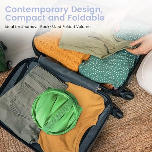 Image of HOUSE AGAIN Upgraded Polyester Pop Up Laundry Hamper, Collapsible Laundry Baskets with Durable Handles Solid Bottom High Steel Frame and Side Pocket, Easy Open & Save space,Perfect for Storage(Green)
