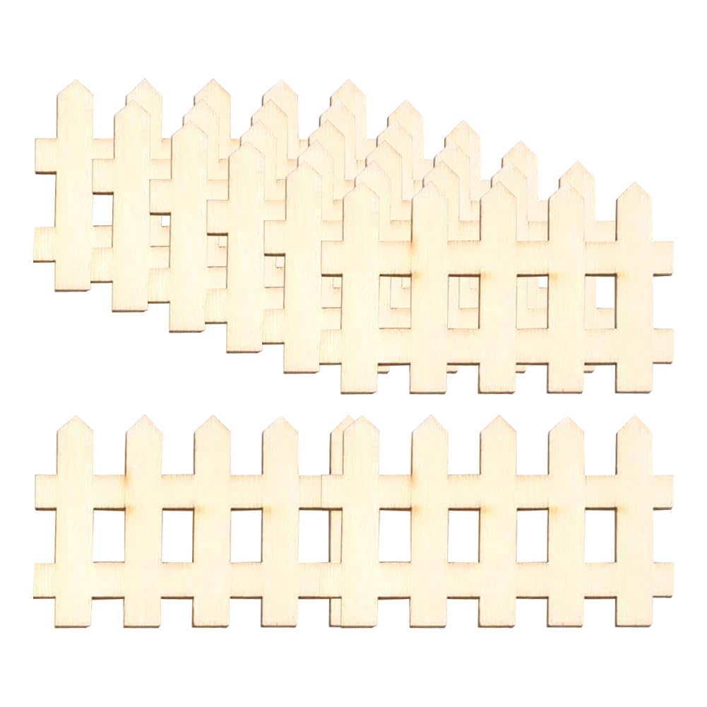 UUYYEO 100 Pcs Fairy Garden Fence Mini Wooden Fences Miniature Wood Fences Tiny Fences Small Picket Fence for Decorations 4.9 x 3cm