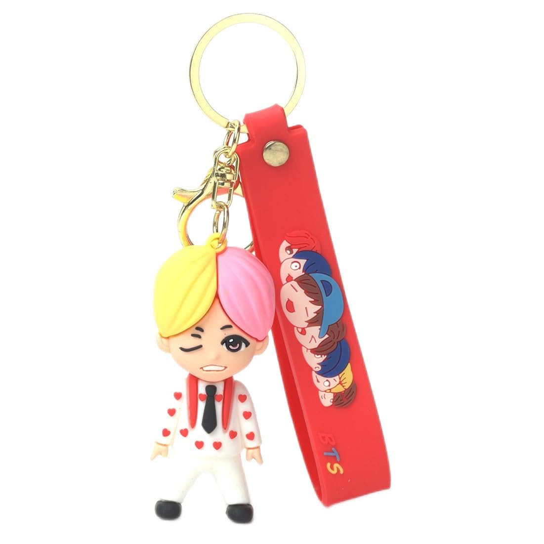 Daiyamondo Collectible Premium Famous Cartoon Anime 3D Rubber Silicon Keychain With Long Ribbon Suitable For Car And Bike Key rings | Bag Charm | Gifting | key chain (Yellow Pink Hair B-T-S) (B0CJQ3YC93) Amazon Price History, Amazon Price Tracker