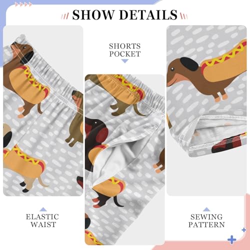 Boys' Pants Cute Hotdog Dachshunds Long Bottoms Jogger Pants Elastic Waist Trousers with Pockets S-XL4