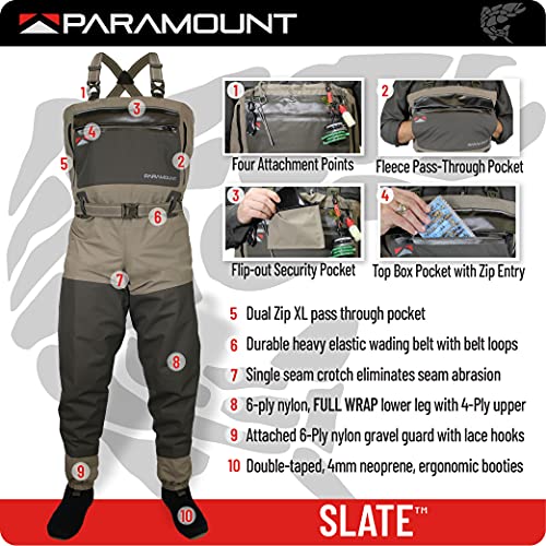 Image of Paramount Outdoors Slate Breathable Stockingfoot Full Wrap 6-Ply Fishing Chest Wader