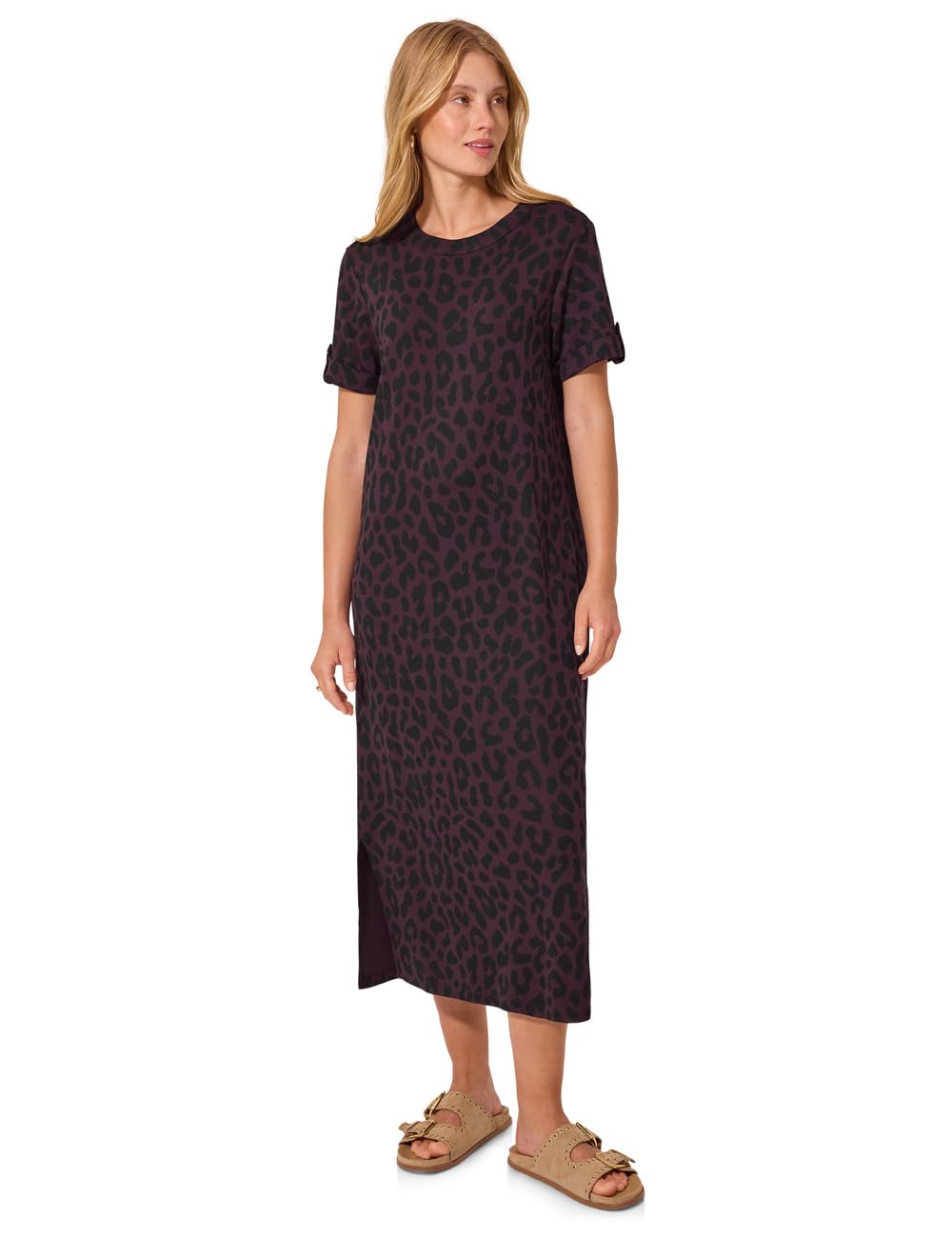 Street One Studio Midi Dress with Crew Neck and Leo Pattern Very Berry 36