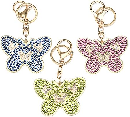 Amazon 3ピースダイヤモンドアート手作りキーホルダーdiyキーホルダー セットと特別なツール光沢のある樹脂ビーズかわいい装飾ギフト大人のキッズバッグ装飾塗装ペンダントキットインテリア食料品手作り おもちゃ おもちゃ