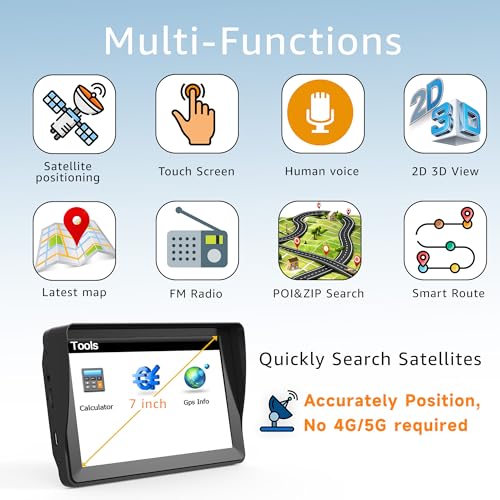 URFRU 7-Inch GPS Navigator for Car Truck RV, 2025 Offline Maps with Lifetime Free Updates, Touchscreen Sat Nav, Voice Guidance, Speed & Traffic Alerts, Custom Truck Routing - Image 3