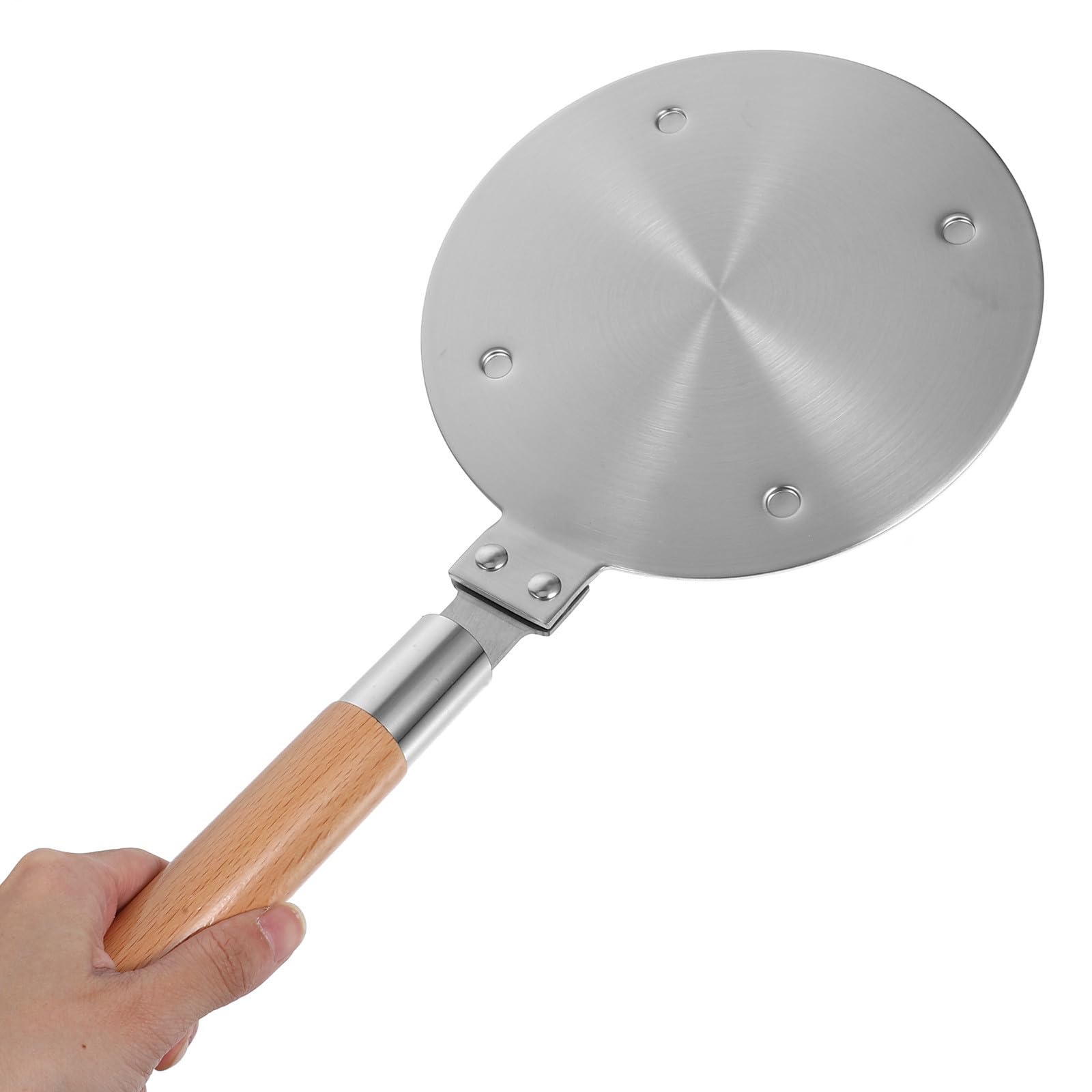 Disco Convertidor de Calor para Inducción, Disco de Inducción Redondo, Plata, Acero Inoxidable y Madera, Distribuye el Calor Uniformemente, para Cocina Doméstica