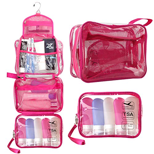 Toiletry Bag for Women, TSA Approved Clear Travel Hanging Toiletry Bag Detachable Small