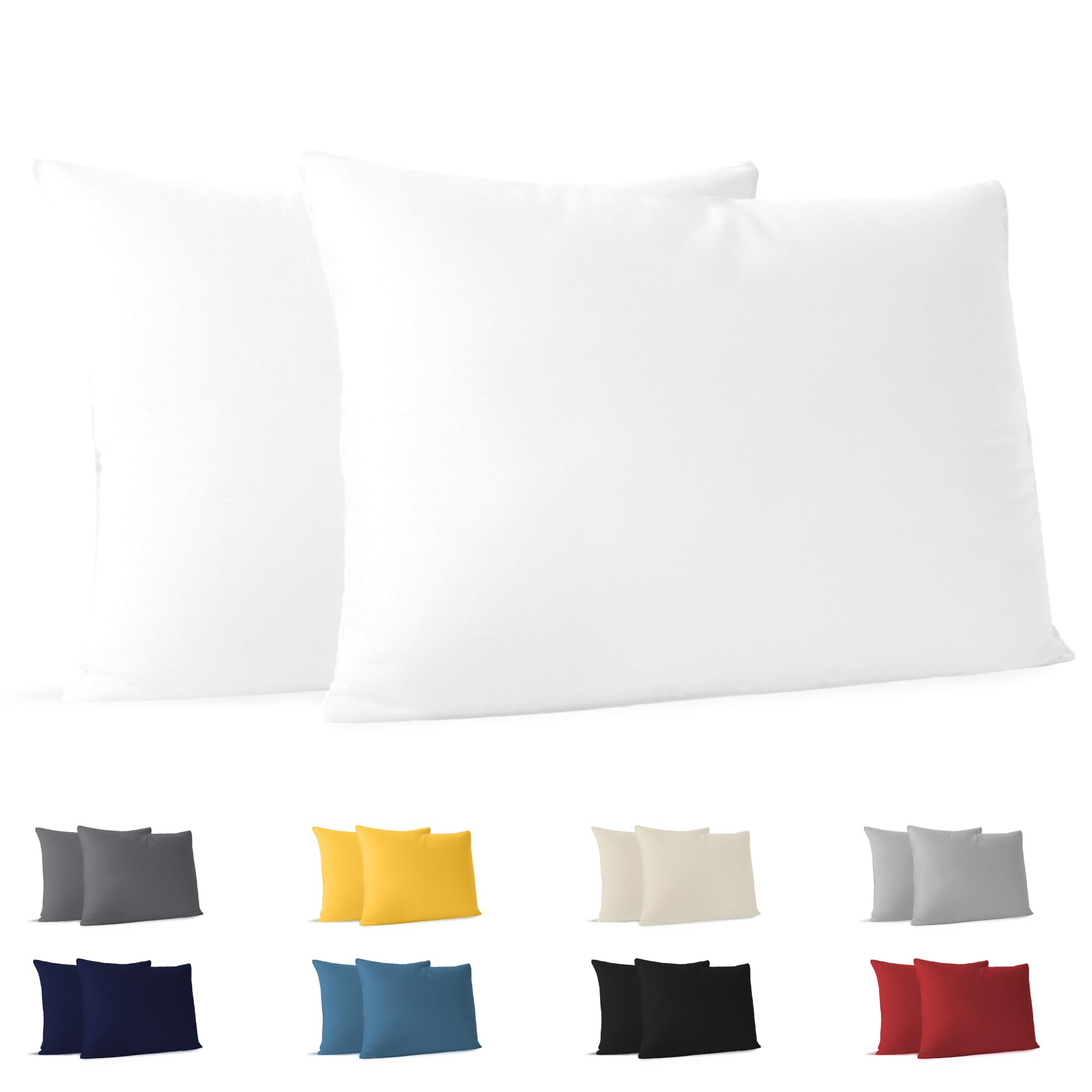 Dreamzie Kissenbezug 40x60 (Set mit 2) - 100% Jersey Baumwolle 150 g/qm Kissenbezüge -Weiß - Für Kissen 40 x 60 cm - Kissenhülle - Kissenbezug - Resistent und Hypoallergen