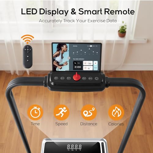 Image of Walking Pad Under Desk Treadmill, Portable Compact Electric Walking Treadmill, Quiet Fitness Machine with Remote Control & LED Display for Home Office