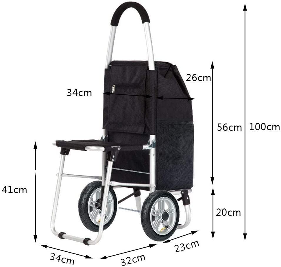 Einkaufstrolley Klappbar Einkaufswagen-Trolley faltbar – 55 l Fassungsvermögen, Rahmen aus Aluminiumlegierung… – Bild 6
