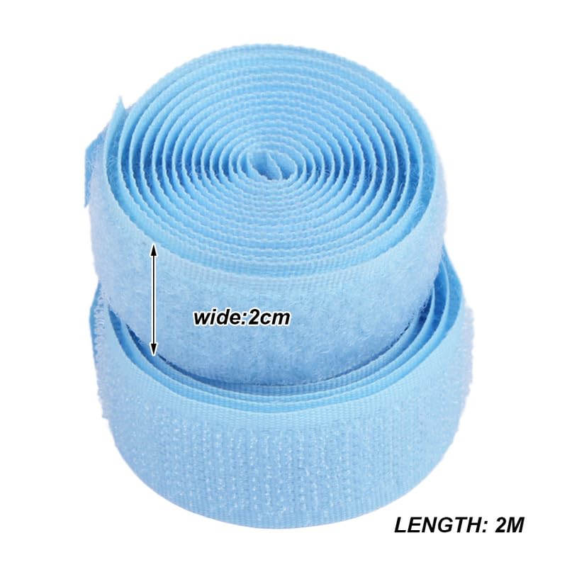Globellapro 2 Meters Hook and Loop Strip Tape Light Blue 2CM Wide Fastening Tapes For Sewing, 2cm*2m - Image 2