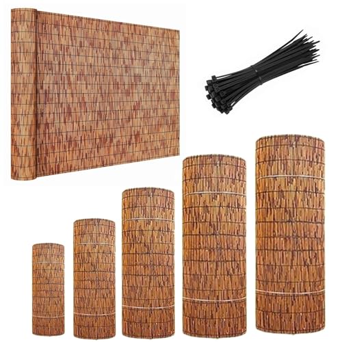 Cañizo Natural Privacidad para Jardin Exterior 100/120/130/150/160/180 cm Valla de Bambú Natural con Bridas para Terraza y Balcon Rollos de Vallas Decorativas para Patio Piscinas(H80xL200cm)