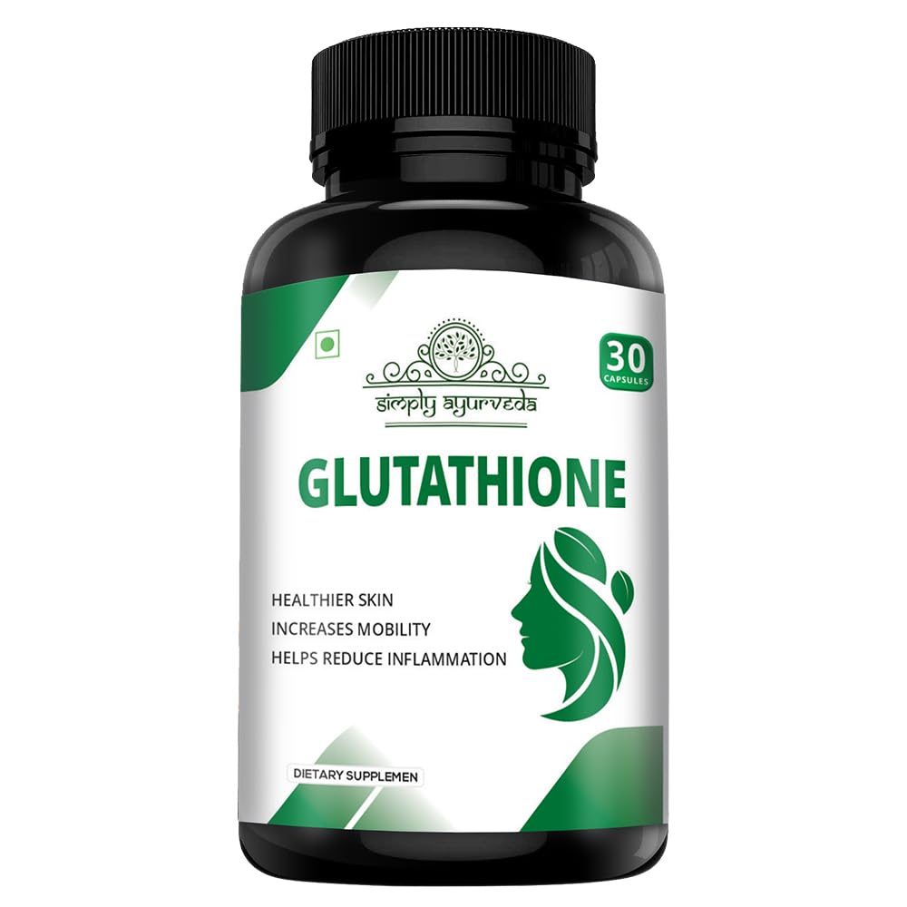 Simply Ayurveda L Glutathione 500mg Capsules With Vitamin C & E for Glowing  Skin, Improve Immune Health, Grape Seed Extract, Biotin & Alpha Lipoic Acid 