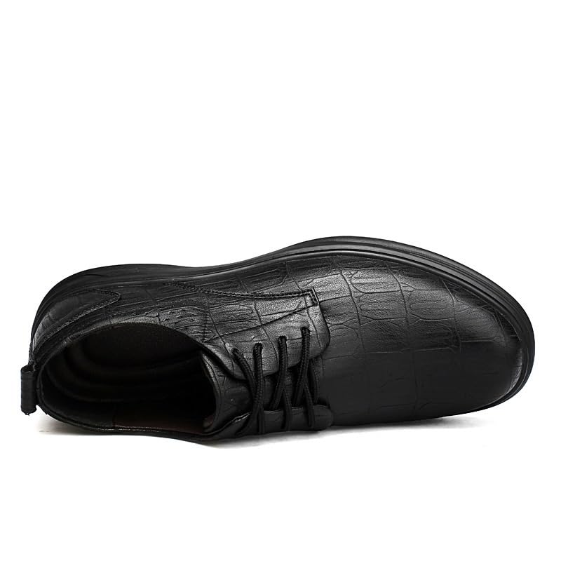 Prom Men's Formal Shoes French Leather Lace-Up Breathable Low Top Block Heel Office Dress Shoes3