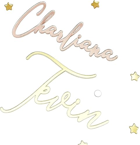 Custom Acrylic Cake Name Plaque  Custom Cake Name Sign  Made in the USA  Wedding Place Card  Gold Mirror Acrylic  Customizable Cake Topper