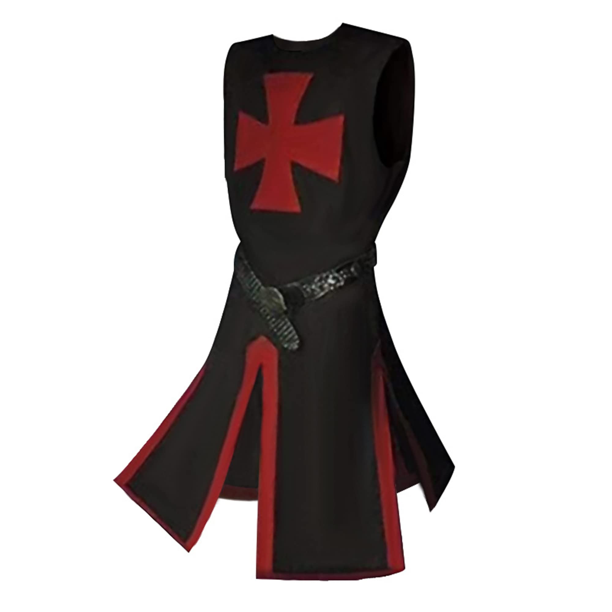 Hengvira Men's Medieval Knight Tunic Costume Crusader Knights Templar Robe with Belt Renaissance Warrior Cosplay Adult