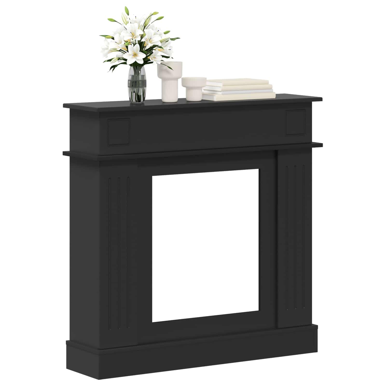 vidaXL Fireplace Surround Black 102 x 26 x 100 cm Engineered Wood