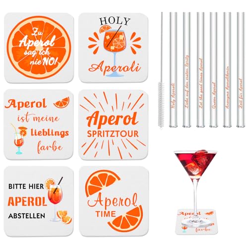 Aperol Spritz Lot de 12 dessous de verre avec pailles Aperol Blanc Aperol Dessous de verre Aperol Spritz Accessoires pour femmes, hommes, collègues, amis, famille