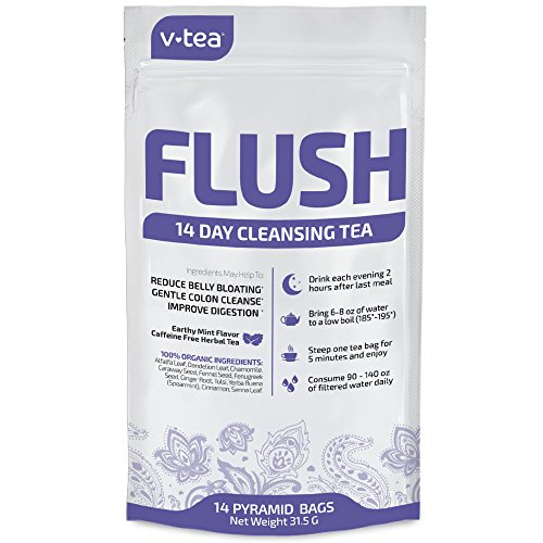 v tea 14 Day Detox Tea: Evening Flush Teatox. Gentle Colon Cleanse to Remove Toxins. Reduce Bloating and Constipation. 100% Organic 14 Pyramid Sachets v tea 14 Day Detox Tea: Evening Flush Teatox. Gentle Colon Cleanse to Remove Toxins. Reduce Bloating and Constipation. 100% Organic 14 Pyramid Sachets