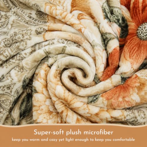 Image of Signature Special Limited Edition Super Soft Double Layered Blanket - 1100 GSM Winter Luxury - Reversible, Ultra Warm & Plush - King & Single Bed (Amber Paisley Garden, Double)