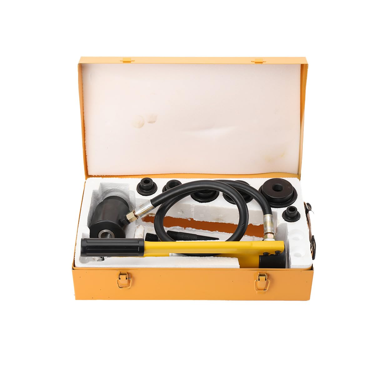 Punzone Idraulico Set 6 Modelli 22-60mm, Pompa Smontabile 10T, Testa Rotante 360°, Per Metallo, Alluminio, Acciaio, Uso Industriale Cantieri Elettrico Navale Meccanico