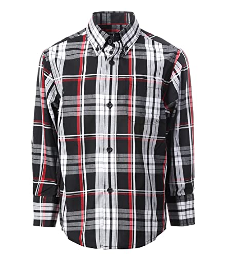 Image of Gioberti Boys Long Sleeve Button Down Plaid Checked Shirt