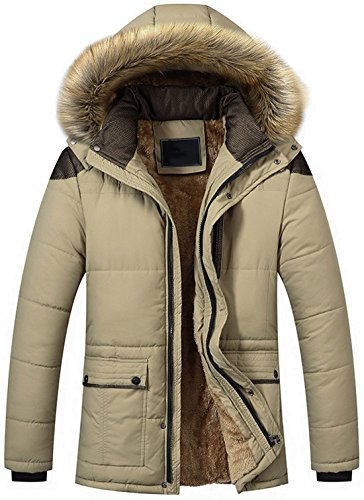 Image of chouyatou Men's Winter Removable Hooded Frost-Fighter Sherpa Lined Midi Packable Parka Jackets