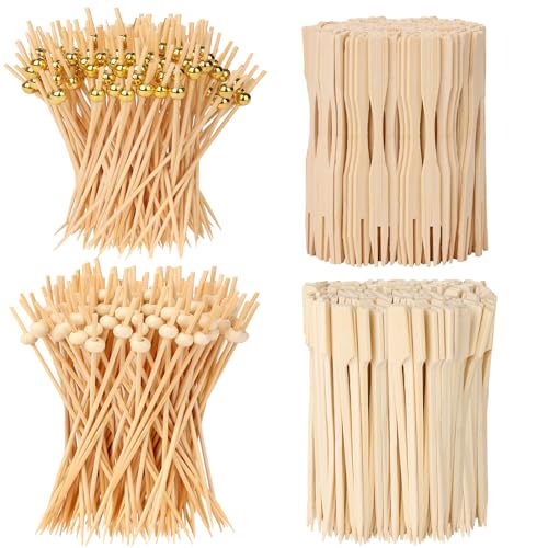 400PCS Cocktail Picks, Sublaga 4.7" Eco-friendly Natural Bamboo B...