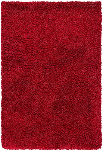Image of Solid Fluffy Rugs and Carpet for Hall and Drawing Room 5x7 Feet Red Color