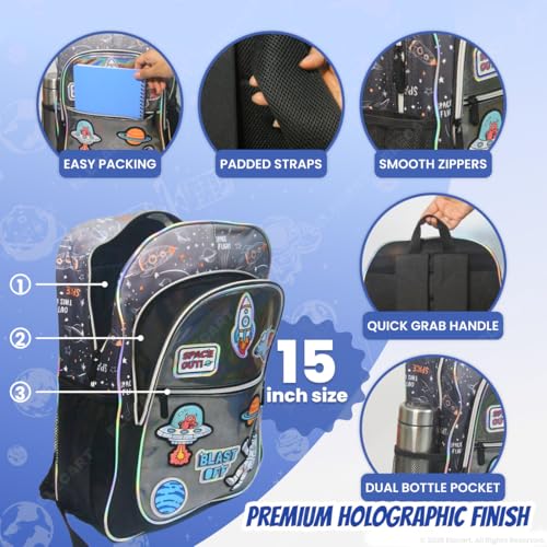 Image of School Bag Combo Set for Girls - 3 in 1 Back to School Hamper with Backpack, Lunch Bag,& Water Bottle Complete School Essentials Gift Set for Kids (Astronaut)