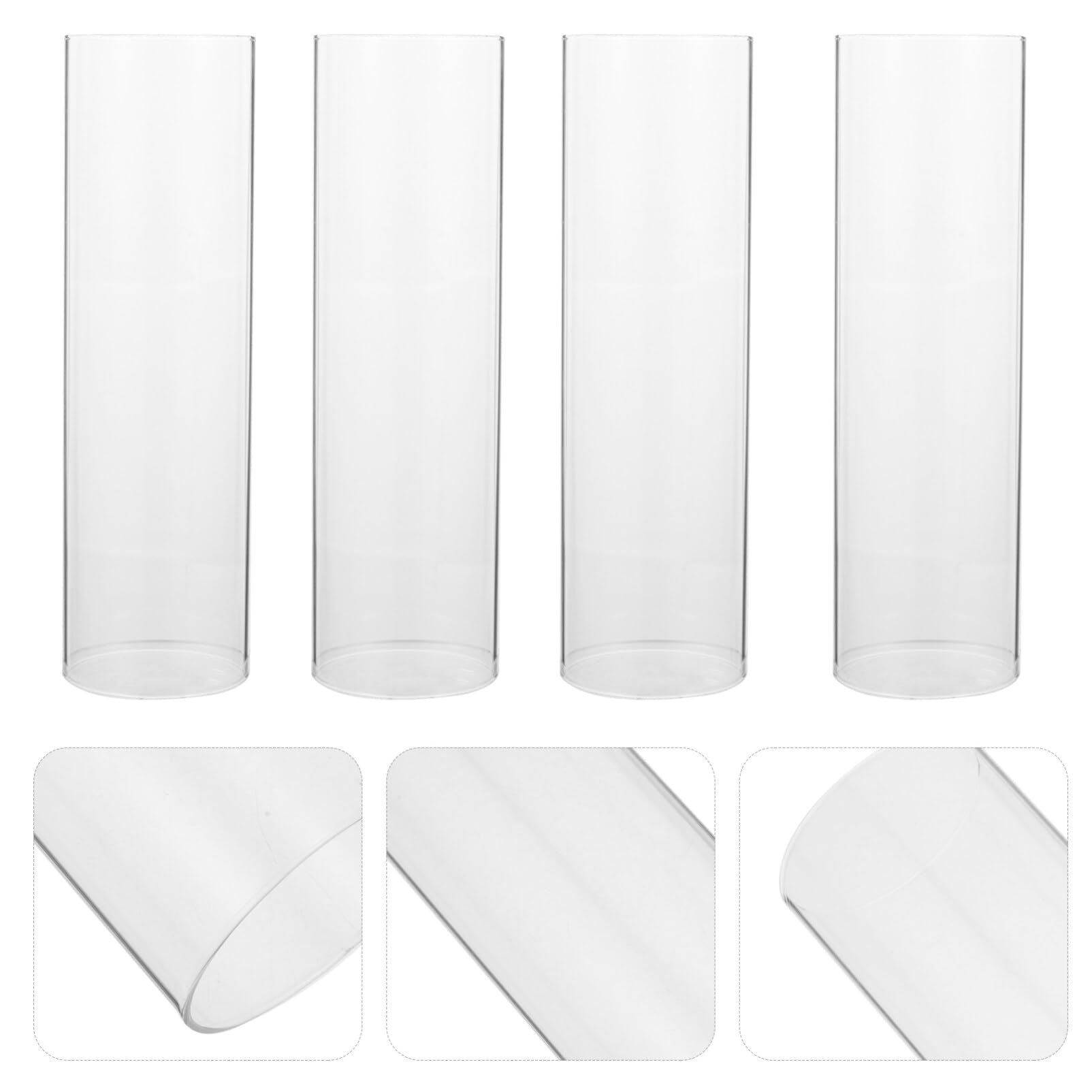 Transparenter Kerzenschirm aus Glas, Zylinderförmig, 4 Stück