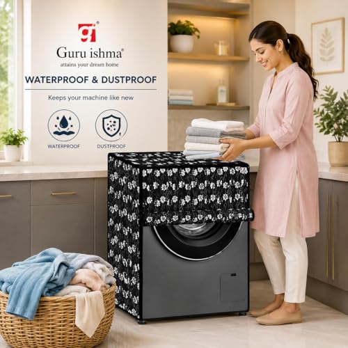 Image of Front Load Fully Automatic Washing Machine Cover for 8.5kg to 10kg | Waterproof & Dustproof Polyester Cover with Zip Closure | Suitable with Samsung, IFB, LG, Bosch & More (67 x 67 x 87 cm)